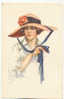 FANTAISIE - Femme En Blanc Avec Un Chapeau Rose - Illustrateur Law L ???( 1584)M - Soverein