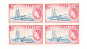 Barbados 1953-57 QE Harbour Police 5c Blk Of 4 MNH - Barbades (...-1966)