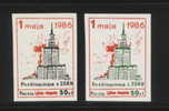 POLAND SOLIDARITY (POCZTA ZIEMIA MAZOWSZA) 1986 WARSAW PALACE OF CULTURE - PRESENT FROM USSR SET OF 2 (SOLID0655/0349) - Viñetas Solidarnosc