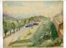 VUE D´UN CANAL EN SURPLOMB . AQUARELLE SIGNEE L. NOGUE ET DATEE 45 - Wasserfarben