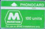 # UK_OTHERS OFFSHORE-Marathon-RA1 For Use On Brae (white On Green) 100 Landis&gyr   Tres Bon Etat - [ 2] Erdölplattformen