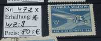 Argentina Michel Nr: 472 X  MH * Wz: 9  #4869 - Unused Stamps