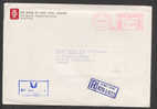 Hong Kong Bank Of Asia Purple Airmail Par Avion Cancel Registered Meter Stamp Cover 1987 To Sparrekassen SDS In Denmark - Storia Postale