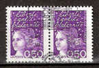 Timbre France Y&T N°3088 Type I X2 (1) Obl. Paire . Marianne Du 14 Juillet.  0.50 F, Gravure Mécanique. Cote 0.30 € - 1997-2004 Marianne Of July 14th