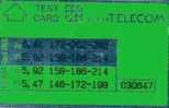 # UK_BT T4 1990 Green / Polished Silver (Test Card)  Landis&gyr   Tres Bon Etat - BT Engineer BSK Service : Emissioni Di Test