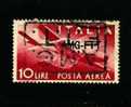 TRIESTE  ZONA   A - 1949  POSTA AEREA 10 Lire SOV. SU UNA RIGA ANNULLO A.M.G. F.T.T - Oblitérés