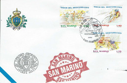 FDC SAN MARINO SPORT JEUX DE LA MÉDITERRANÉE - LUTTE ATHLÉTISME CYCLISME - Wrestling