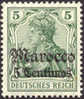 Germany Offices In Morocco #34 SUPERB Mint Hinged 5c On 5pf From 1906-11 - Marruecos (oficinas)