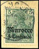Germany Offices In Morocco #32A Used 5c On 5pf On Piece From 1905, Expertized - Deutsche Post In Marokko