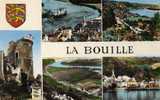 Carte Photo Dentelee  LA BOUILLE ( Multivues) 1959 Petit Format Avec Ecusson( Adressee A Sannois) - La Bouille