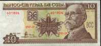 BANCO CENTRAL DE CUBA 10 PESOS  ANNO 2001  FIOR DI STAMPA  FDS BANCONOTA  BILLET CART.33 - Kuba