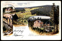 ALTE LITHO POSTKARTE STEINBACH BEI JOHANNGEORGENSTADT LOGIRHAUS WALDFRIEDEN FORSTHAUS TEUFELSTEIN AK Cpa Ansichtskarte - Johanngeorgenstadt