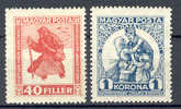 Hungary Magyar 1920 Mi. 312 X, 314X Wz. Stehend Standing Wmk. Kriegsgefangenen Prisoners Of War €6,20  MH - Neufs