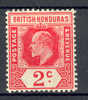 British Honduras 1908 SG. 96  2c. King Edward VII Chalky Paper MH - Honduras Británica (...-1970)