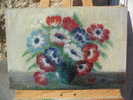 - BOUQUET DE FLEURS DANS UN VASE . HUILE SUR TOILE SIGNEE - Oelbilder