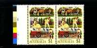 AUSTRALIA - 1987  AGRICULTURAL SHOWS  1 $  BLUE DOT UNDER HORSE'S NOSE  PAIR MINT NH - Errors, Freaks & Oddities (EFO)