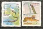 Bangladesh 1986 Dacca Zoo Wild Life Tiger Crocodile Crane Mammals Sc 247-48 MNH # 1875 - Pavos Reales