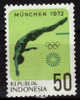 INDONESIE  N° 637  * *  ( Cote 3e ) Jo 1972  Plongeon - Schwimmen