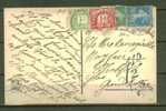 FRANCE N° 137 & 140 Obl. S/carte Postale Illustrée Taxée Grande Bretagne - Lettres & Documents