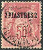 France Offices In Turkey #3a Used 2pi On 50c Type II From 1890 - Oblitérés