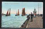 1908 Postcard Lighthouse & Entrance To Great Yarmouth Harbour Norfolk - Ref 454 - Great Yarmouth