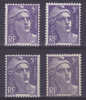 VARIETE TYPE GANDON  4 EXEMPLAIRES  NEUFS LUXES - Unused Stamps