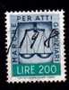 1961/ 75 - MARCHE PER REGISTRAZIONE - ATTI GIUDIZIARI -  Lire 200 - Revenue Stamps