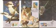 AUSTRALIA - 1990 Christmas Maximum Cards Set Of Three - Kookaburras, Animals, Children - Maximumkaarten