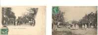 LOT 2 CARTES  ANIMEES . CPA.  ALGERIE .  BATNA .  RUE DE CONSTANTINE , HOTEL DE VILLE . ATTELAGE CHEVAL, - Batna