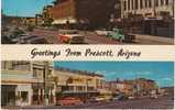 Prescott AZ 1950s Vintage Chrome Street Scene On Postcard, Autos Trucks - Autres & Non Classés