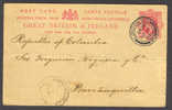 Great Britain Postal Stationery Ganzsache Entier LONDON 1903 Cds. Via New York BARRANQUILLA Colombia SCARCE Destination - Material Postal