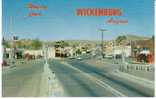 Wickenburg AZ 1950s Vintage Chrome Postcard Street Scene, Autos, Gas Pumps Service Station Cafe Sign - Other & Unclassified