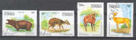 Congo Brazzaville 1994 Mi. 1421-24 Rare Animals Seltene Tiere Hippopotamus Hippo Flusspferd Etc. - Gebraucht