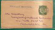 UK - 1913 VF Complete WRAPPER Stamped Stationery Sent From WREXHAM To PHILADELPHIA - Entiers Postaux