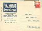 SOCIETA´ CATTOLICA  ASSICURAZIONE - MACERATA - CARTOLINA COMMERCIALE VIAGGIATA  1947. - Werbepostkarten