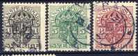 #Sweden 1910. Michel 17+20+21. Cancelled (o) - Service