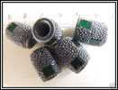 5 Perles Indiennes Gris Vert Gros Trou Env. 16x11mm - Pearls