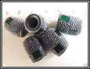 5 Perles Indiennes Gris Vert Gros Trou Env. 16x11mm - Perles