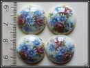 1 Cabochon Roses Daisy Sur Fond Blanc Env. 18mm - Perle