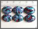 1 Cabochon Ovale Turquoise Rouge Violet Env.18x13mm - Perle