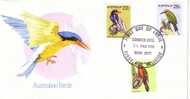 FDC AUSTRALIE KING PARROT Perroquet Royal, White Tailed Kingfisher 1980 - Papegaaien, Parkieten