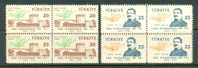 1959 TURKEY 100TH ANNIVERSARY OF THE TURKISH THEATER BLOCK OF 4 MNH ** - Théâtre