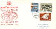 CHINE-POSTE AERIENNE-TOUR DU MONDE AIR FRANCE PAR BOING 707 12-14- JANVIER 1961 - Corréo Aéreo