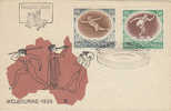 Poland-1956 Melbourne Olympic Games 10gr + 40gr Souvenir Cover - Verano 1956: Melbourne