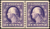 US #445 SUPERB Mint Hinged 3c Washington Coil Line Pair From 1914 - Coils & Coil Singles