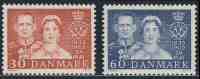 Danmark Denmark Dänemark 1960 M 381 /2 * MH - Silver Wedding: King Frederik IX (1899-1972)+ Queen Ingrid (1910-2000) - Unused Stamps