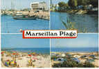 Cpm 4 Vues De Marseillan Plage + Marque Postal Marseillan  Du 18/07/1988 - Marseillan