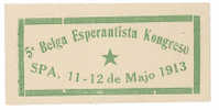 VIGNETTE 5e CONGRES ESPERANTO - SPA 1913 - Autres & Non Classés