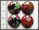 1 Cabochon Fleurs Sur Fond Noir Env. 20mm - Perlen