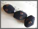 2 énormes Perles Indiennes Noires Gros Trou Env 30x20mm Origine Cachemir - Kashmiri - Pearls